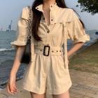 3/4-sleeve Cargo Jumpsuit