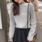 Set: Cut-out Sweater + Maxi A-line Mesh Skirt