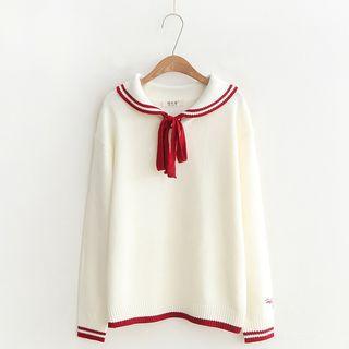 Collared Contrast Trim Sweater