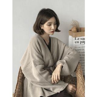 Loose-fit Wrap-front Cardigan With Sash