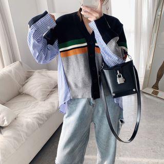 Stripe Panel Striped Cardigan