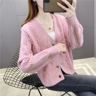V-neck Lace Panel Cardigan