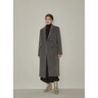 Single-breasted Wool Coat Charcoal Gray - One Size