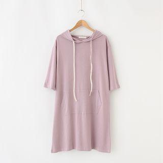 Hooded Elbow-sleeve T-shirt Dress