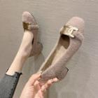 Buckle Fluffy Chunky Heel Pumps