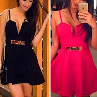 Deep V-neck A-line Cocktail Dress