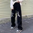 Skeleton Print Loose Fit Jeans