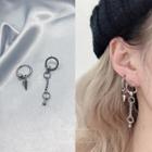 Non-matching Stainless Steel Stud & Chain Dangle Earring
