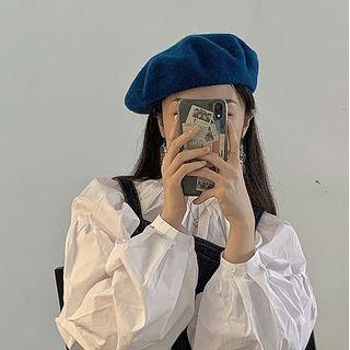 Plain Beret Hat Peacock Blue - M