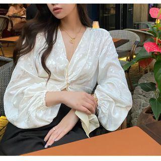 Puff-sleeve Twisted Blouse