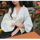 Puff-sleeve Twisted Blouse