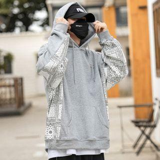 Side Trim Panel Cashew Flower Hooded Sweatshirt