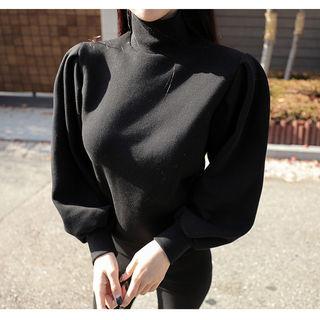 Turtle-neck Balloon-sleeve Top