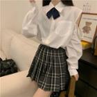 Cold-shoulder Shirt With Bowtie