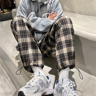 Gingham Jogger Woolen Pants
