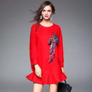 Bow Long-sleeve Mermaid Dress