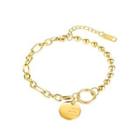 Fashion Simple Plated Gold Geometric Round 316l Stainless Steel Bracelet Golden - One Size