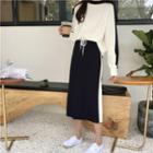 Set: Color Block Sweatshirt + Midi Skirt