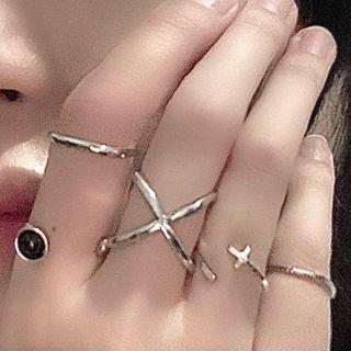 Set Of 5: Metal Ring 0885a - Set Of 5 - Silver - One Size