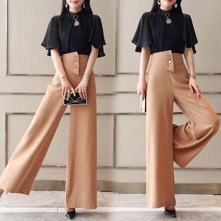 Set: Chiffon Top + High-waist Pants