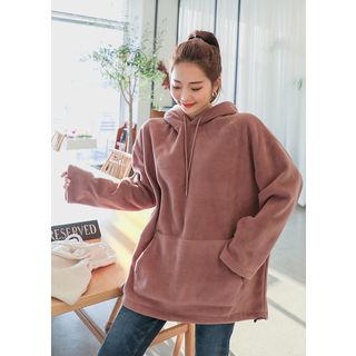 Tall Size Drawstring-hem Fleece Hoodie