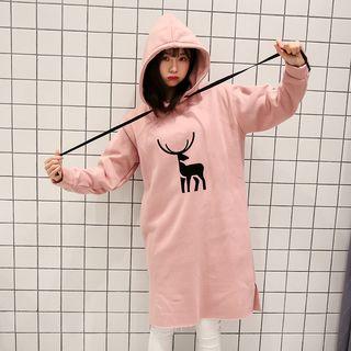 Deer Printed Hoodie Dress