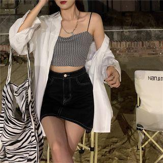 Plain Open Back Cutout Oversize Shirt