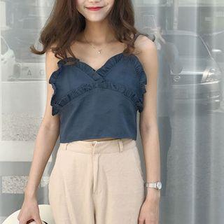 Frill Trim Cropped Camisole Top