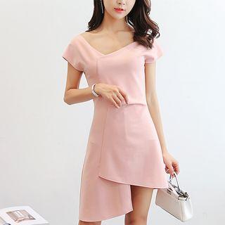 V-neck Asymmetric A-line Dress