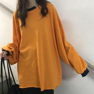 Lettering Pullover / Slit Straight-fit Midi Skirt
