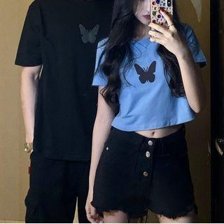 Butterfly Print Short-sleeve Top