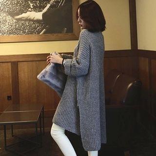 Side-slit Long Chunky Sweater As Shown In Figure - One Size