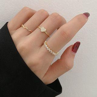 Set Of 3: Rhinestone Ring Set Of 3 - One Size