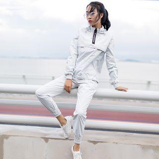 Set: Sport Hooded Stand-collar Top + Sweatpants