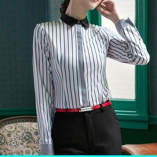 Striped Shirt / Pencil Skirt / Dress Pants / Set