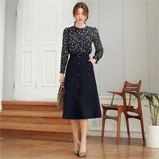 Tall Size Buttoned A-line Flare Skirt