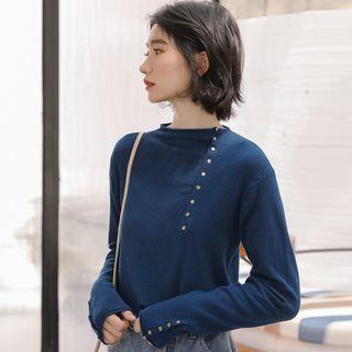 Long-sleeve Half-button Knit Top