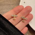 Plane Rhinestone Earring 1 Pair - Gold - One Size