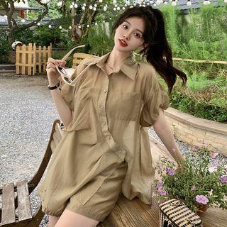 Short-sleeve Asymmetrical Shirt / Shorts
