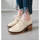 Faux Leather Chunky Heel Brogues