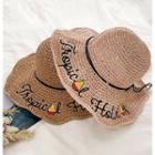 Embroidered Lettering Foldable Sun Hat