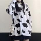 Long-sleeve Cow Print Oversize T-shirt