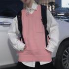 V-neck Front Pocket Knit Vest