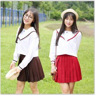 Sailor Collar Blouse / Pleated Skirt / Cardigan