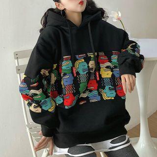 Oversized Color Block Lettering Hoodie