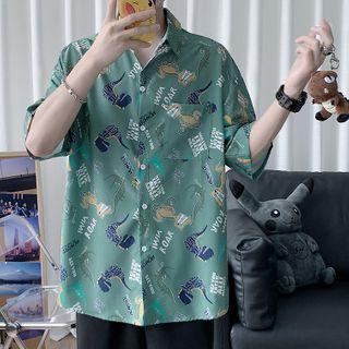 Cartoon Patterned Short-sleeve Shirt