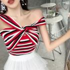 Striped Sleeveless Twisted Top