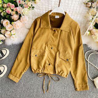 Drawstring Long-sleeve Lapel Jacket