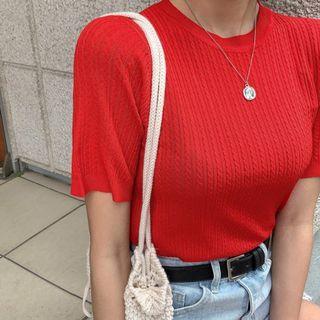 Sheer Cable-knit Top
