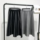Striped Knit A-line Midi Skirt